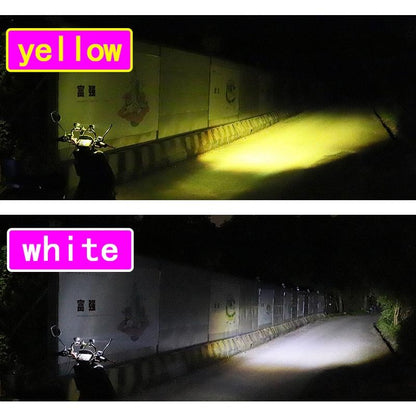 1Pair 12V - 85V Motorcycle Headlights Dual - Colour Automotive Led Working Headlights Colour: White + White Light With Flashing - Yellow + White Light With Flashing