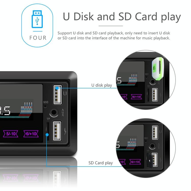 Touch Car Bluetooth Speakerphone With Double U Disk & Colourful Lights - Standard + 8G Memory Card