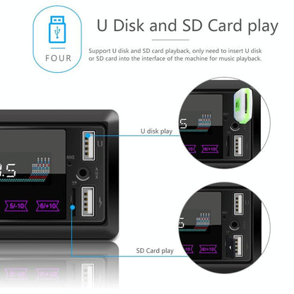 Touch Car Bluetooth Speakerphone With Double U Disk & Colourful Lights - Standard + 8G Memory Card