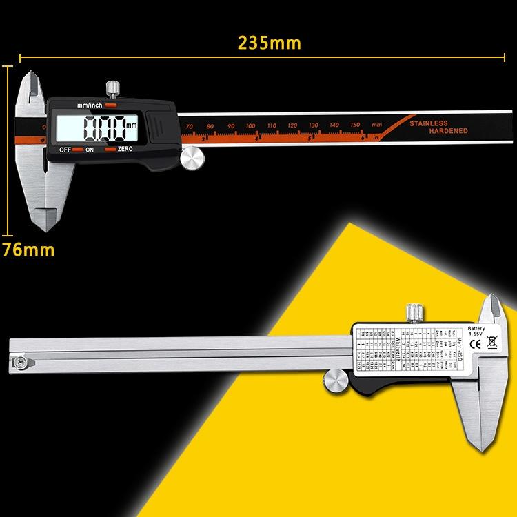 Digital Display Vernier Caliper - 0-150mm Stainless Steel Body