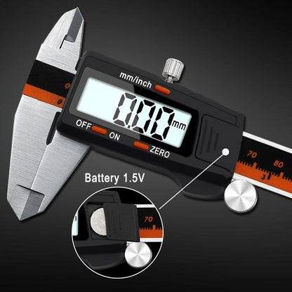 Digital Display Vernier Caliper - 0-150mm Stainless Steel Body