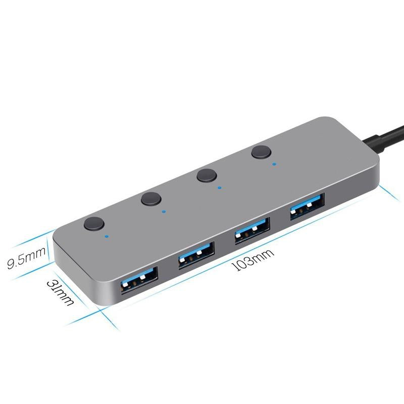 Usb 3.0 4-Port Type-C Aluminum Alloy Hub 120Cm Cable