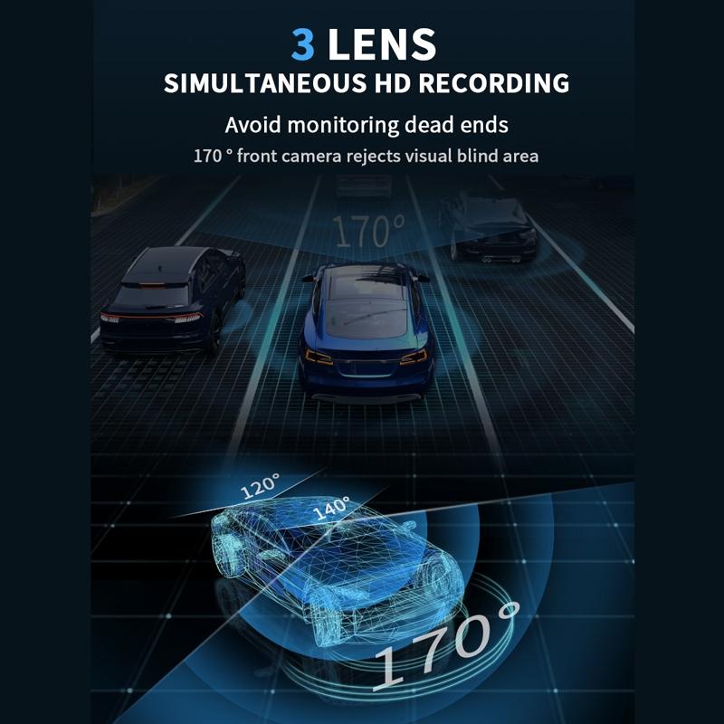 3-in-1 Car Dash Cam with Wifi 1080p Night Vision 3 Ips Screen 32gb - 64G