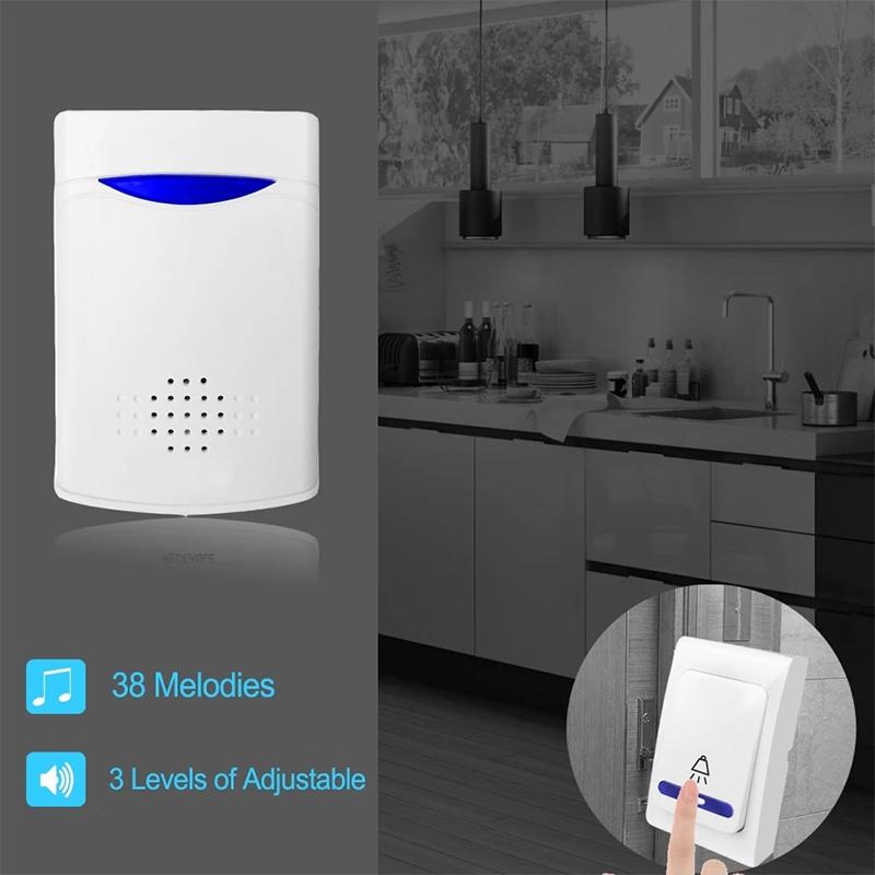 Double-Receiver Wireless Door Bell With Remote Control - White