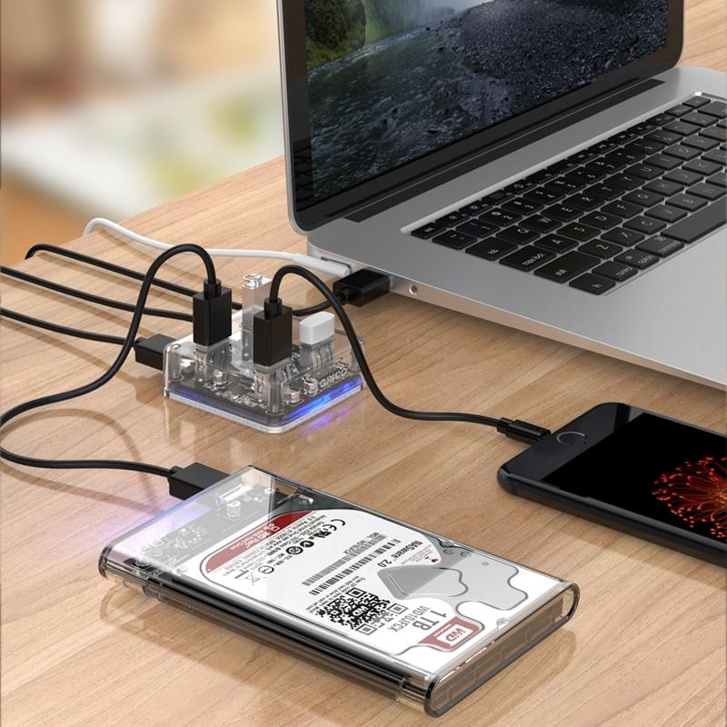 Transparent Usb 3.0 Desktop Hub + 100Cm Micro Usb Cable