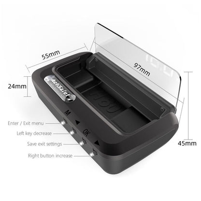 3.2 Inch Obd Hud Head Up Display For Car Engine Failure Water Temperature & Voltage Alarm