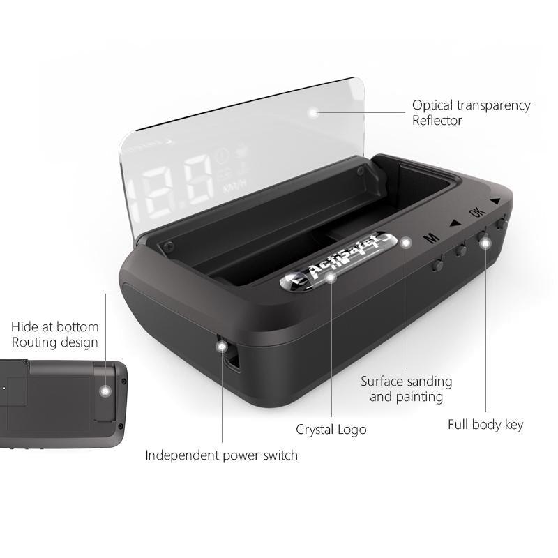 3.2 Inch Obd Hud Head Up Display For Car Engine Failure Water Temperature & Voltage Alarm