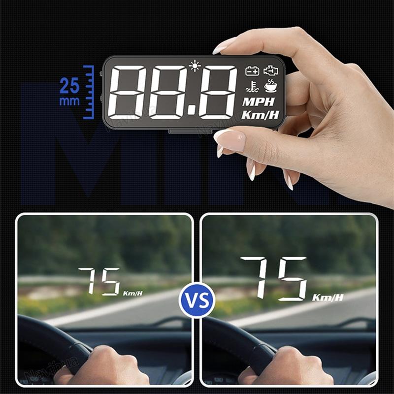 3.2 Inch Obd Hud Head Up Display For Car Engine Failure Water Temperature & Voltage Alarm