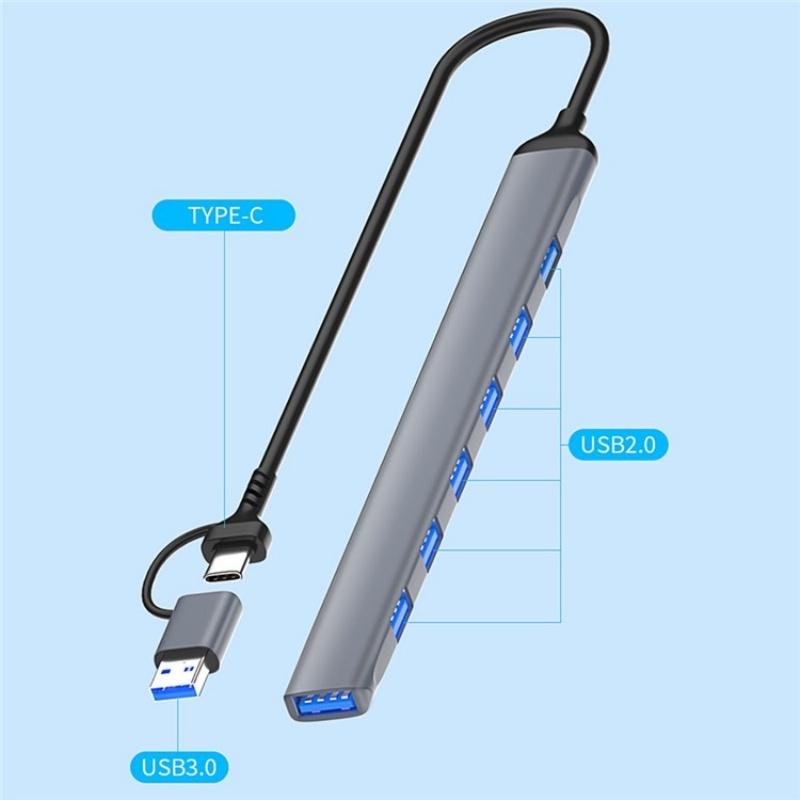 7-In-1 Usb Hub Usb 3.0 + 6X Usb 2.0 + Type-C
