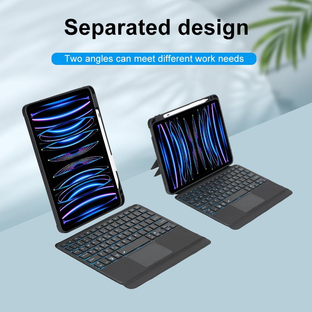 Bluetooth Keyboard Leather Case For Ipad Air / Pro 11 - Touch Backlight Split Type