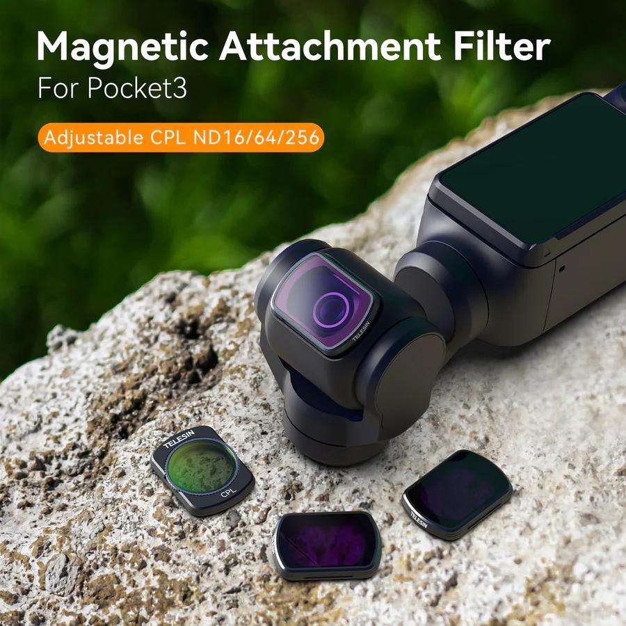 Magnetic Suction Filter Set For Dji Pocket 3 Cpl Nd16 Nd64 Nd256