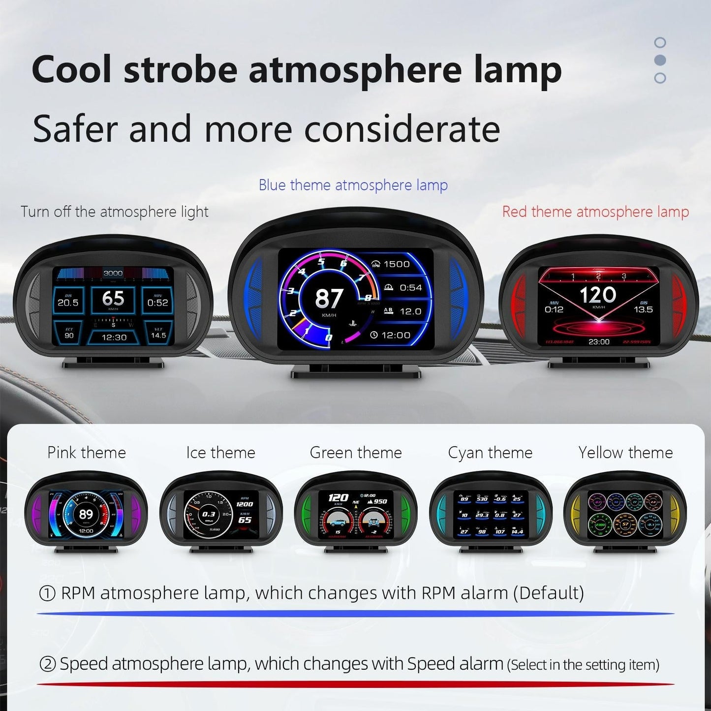 3 Inch Obd Lcd Car Speed Slope Meter Hud Display