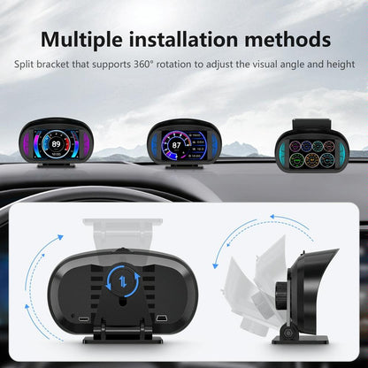 3 Inch Obd Lcd Car Speed Slope Meter Hud Display