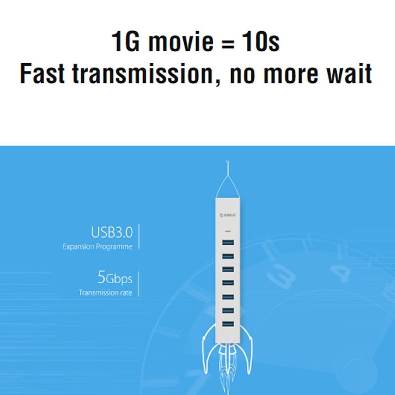 7-Port Aluminum Usb 3.0 Hub