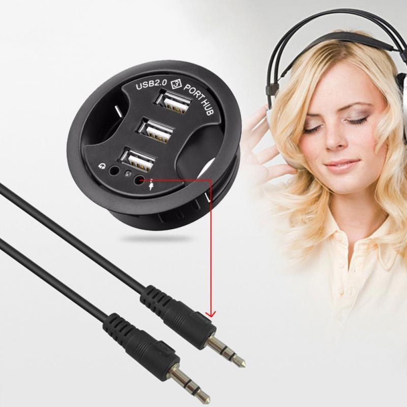 3-Port Usb Hub With Audio & Mic Jack