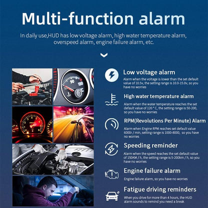 Car Hud Display Speed Temp Voltage Fault Obd2 + Gps