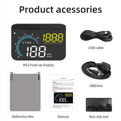Car Hud Display Speed Temp Voltage Fault Obd2 + Gps