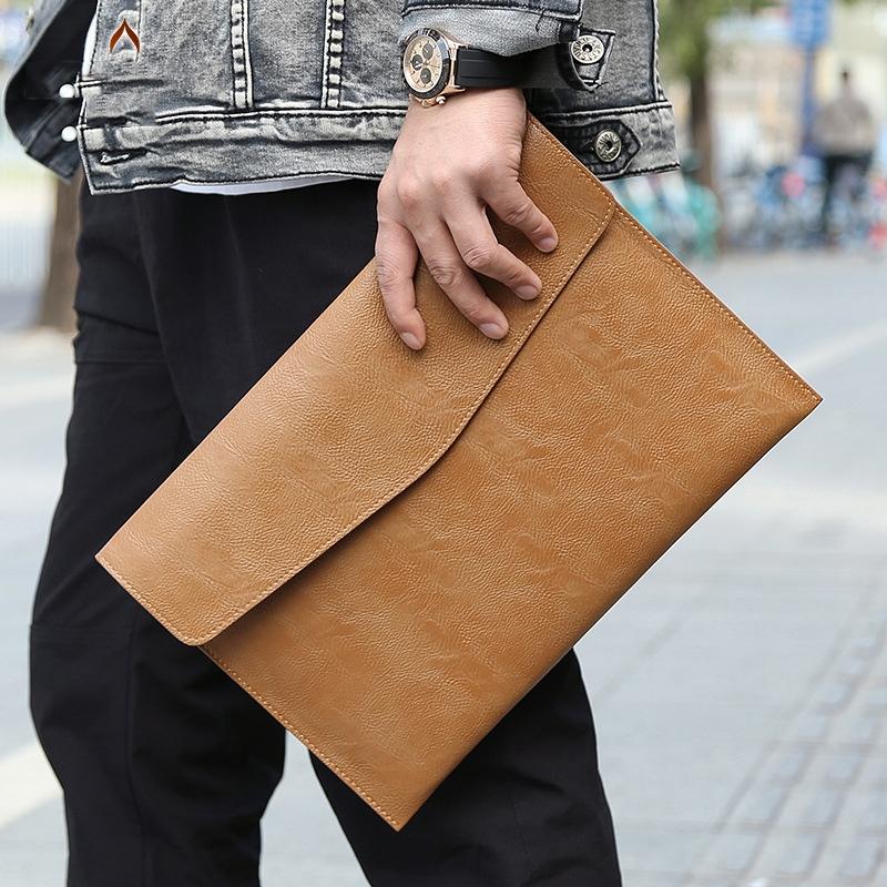 13.3 Inch Laptop Sleeve - Litchi Pattern Pu Leather - Black