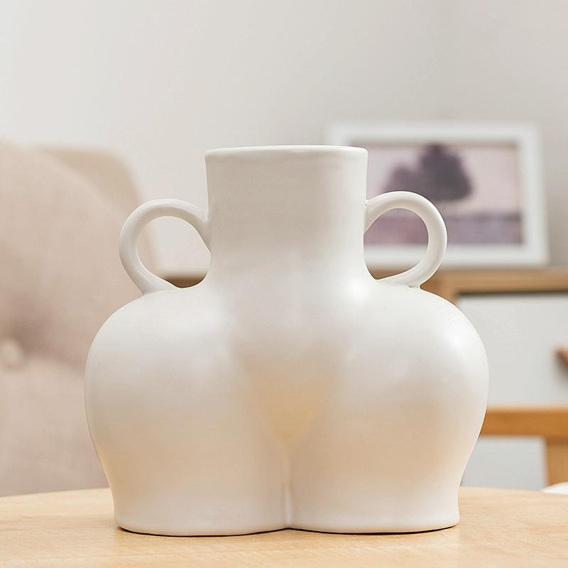 Large Matte White Ceramic Flower Vase for Home Decor