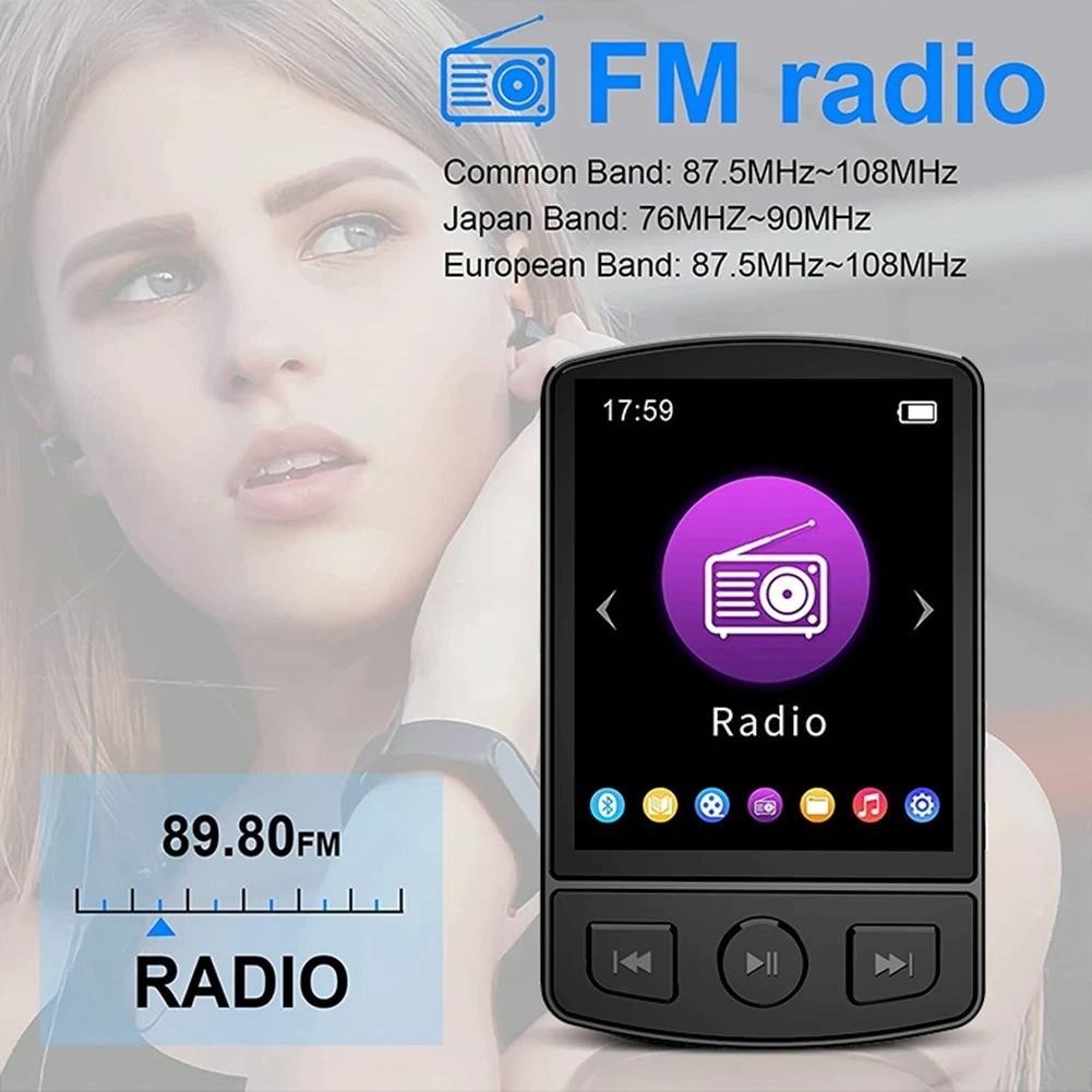 1.8 Inch Color Screen Mp3 / Mp4 Bluetooth Walkman With Back Clip - 16Gb