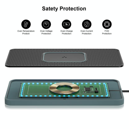 15w 2-in-1 Car Wireless Charger with Non-slip Mat and Colourful Light - 0.3m Usb Cable - Usb Cable 0.3M