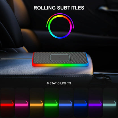 15w 2-in-1 Car Wireless Charger with Non-slip Mat and Colourful Light - 0.3m Usb Cable - Usb Cable 0.3M