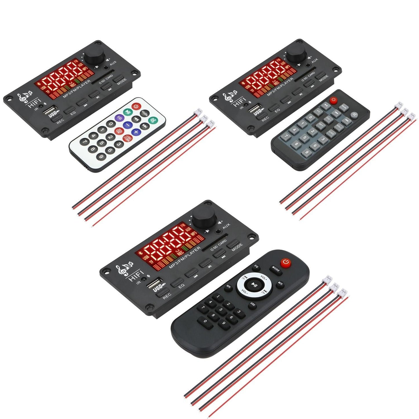 12V 50W Bluetooth Decoding Board For Fm / Call / Recording - Black / White