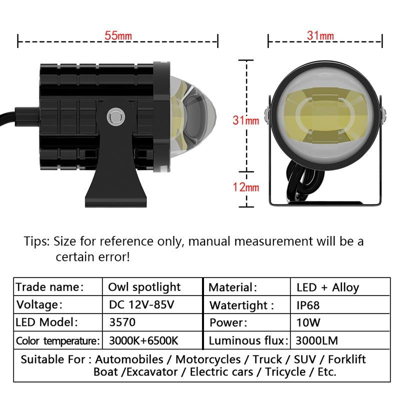 1Pair 12V - 85V Motorcycle Headlights Dual - Colour Automotive Led Working Headlights Colour: White + White Light With Flashing - White + White Light Without Flashing