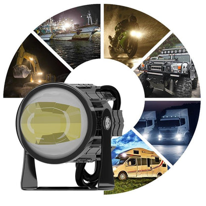 1Pair 12V - 85V Motorcycle Headlights Dual - Colour Automotive Led Working Headlights Colour: White + White Light With Flashing - White + White Light Without Flashing