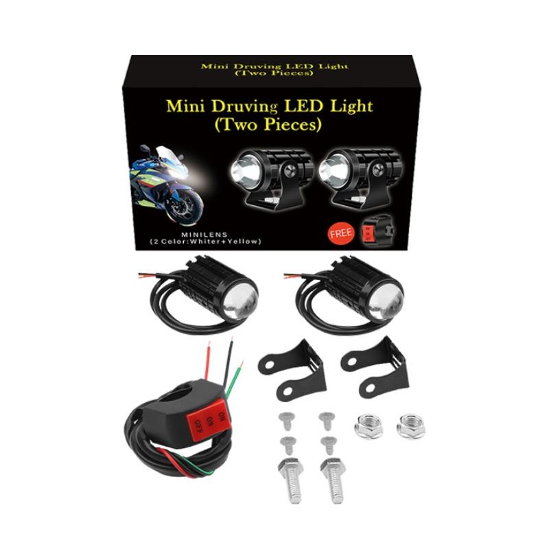 1Pair 12V - 85V Motorcycle Headlights Dual - Colour Automotive Led Working Headlights Colour: White + White Light With Flashing - White + White Light Without Flashing