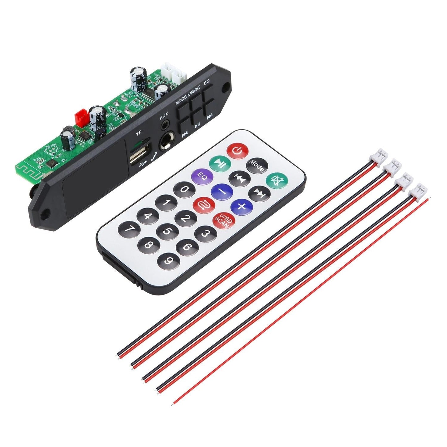 12V Bluetooth Mp3 Decoder Board W / 80W Power Amp & Colour Screen - Small Remote Control