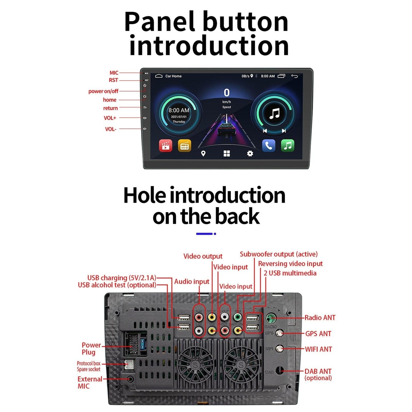 9 Inch Car Android Player Gps Navigation Bluetooth Touch Radio Mirror Link Fm Wifi Steering Wheel Control Standard Version + Carplay