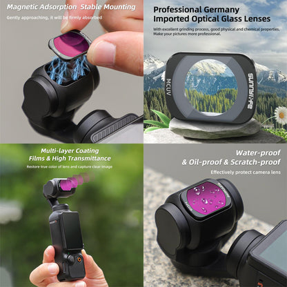 Sunnylife 3 In 1 Nd16 Camera Lens Filter For Dji Osmo Pocket No Gimbal Reset - Nd8