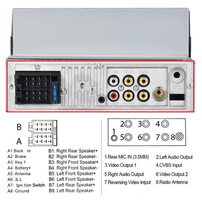 7 Inch Mp5 Bluetooth Carplay Player With Reversing Camera - Standard + 8 Lights