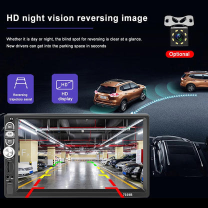 7 Inch Mp5 Bluetooth Carplay Player With Reversing Camera - Standard + 8 Lights