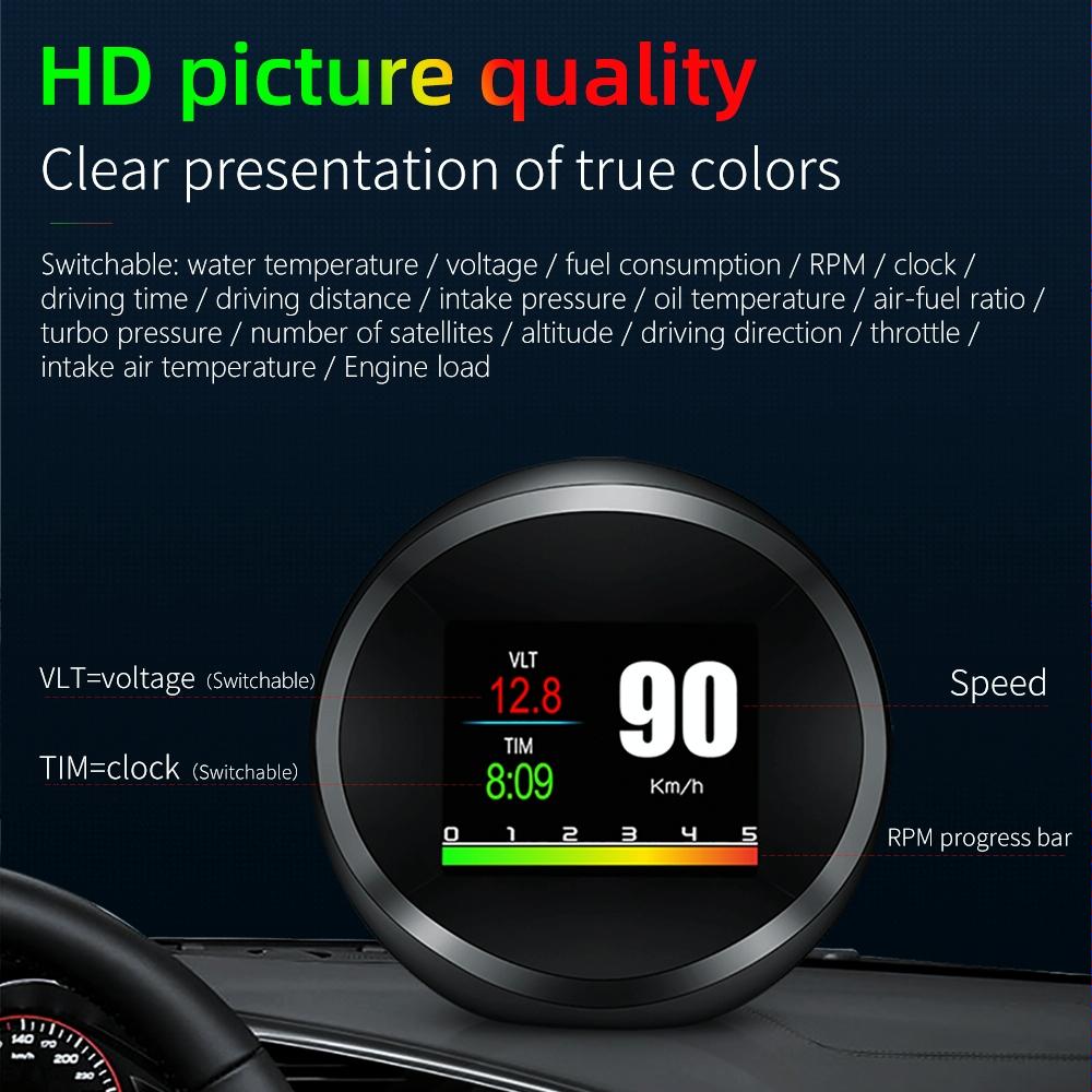 Car Hud Head Up Display Obd2 + Gps Mode Water Temp Speed Voltage Fuel Speed Alarm