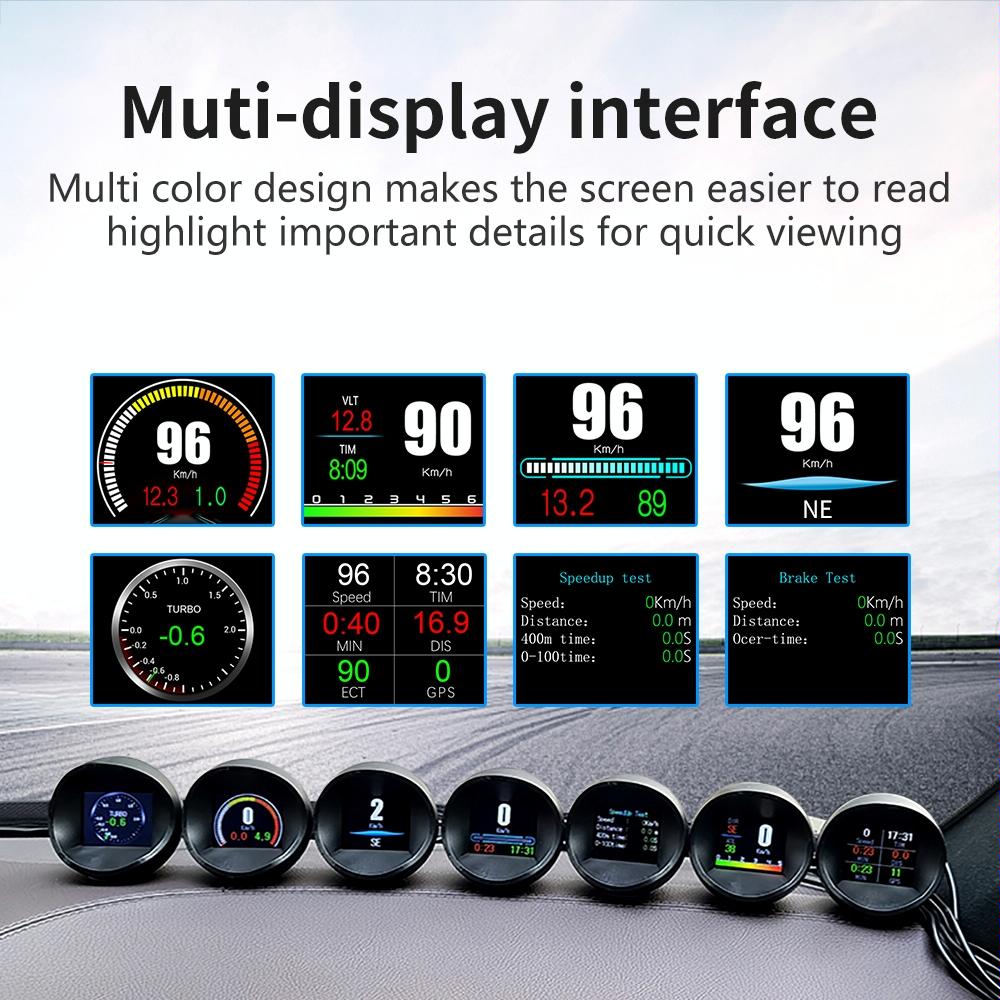Car Hud Head Up Display Obd2 + Gps Mode Water Temp Speed Voltage Fuel Speed Alarm