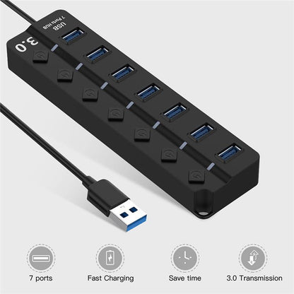 7-Port Usb 3.0 Hub With Switch For Pc / Laptop
