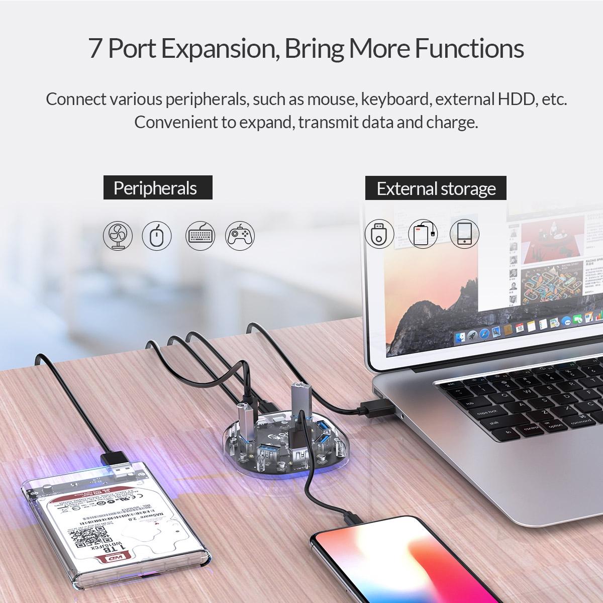 7-Port Transparent Usb3.0 Hub