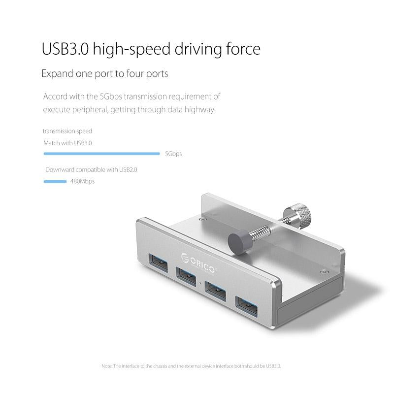 Aluminum 4-Port Usb 3.0 Clip Hub With 1M Cable - Pc1123