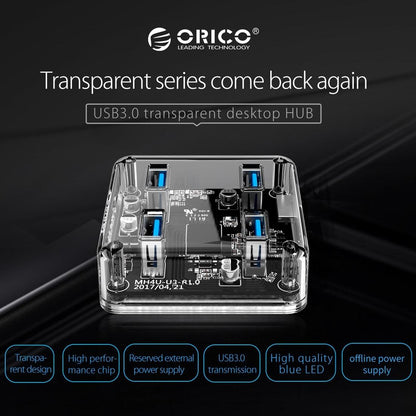 Transparent Usb 3.0 Desktop Hub + 30Cm Micro Usb Cable