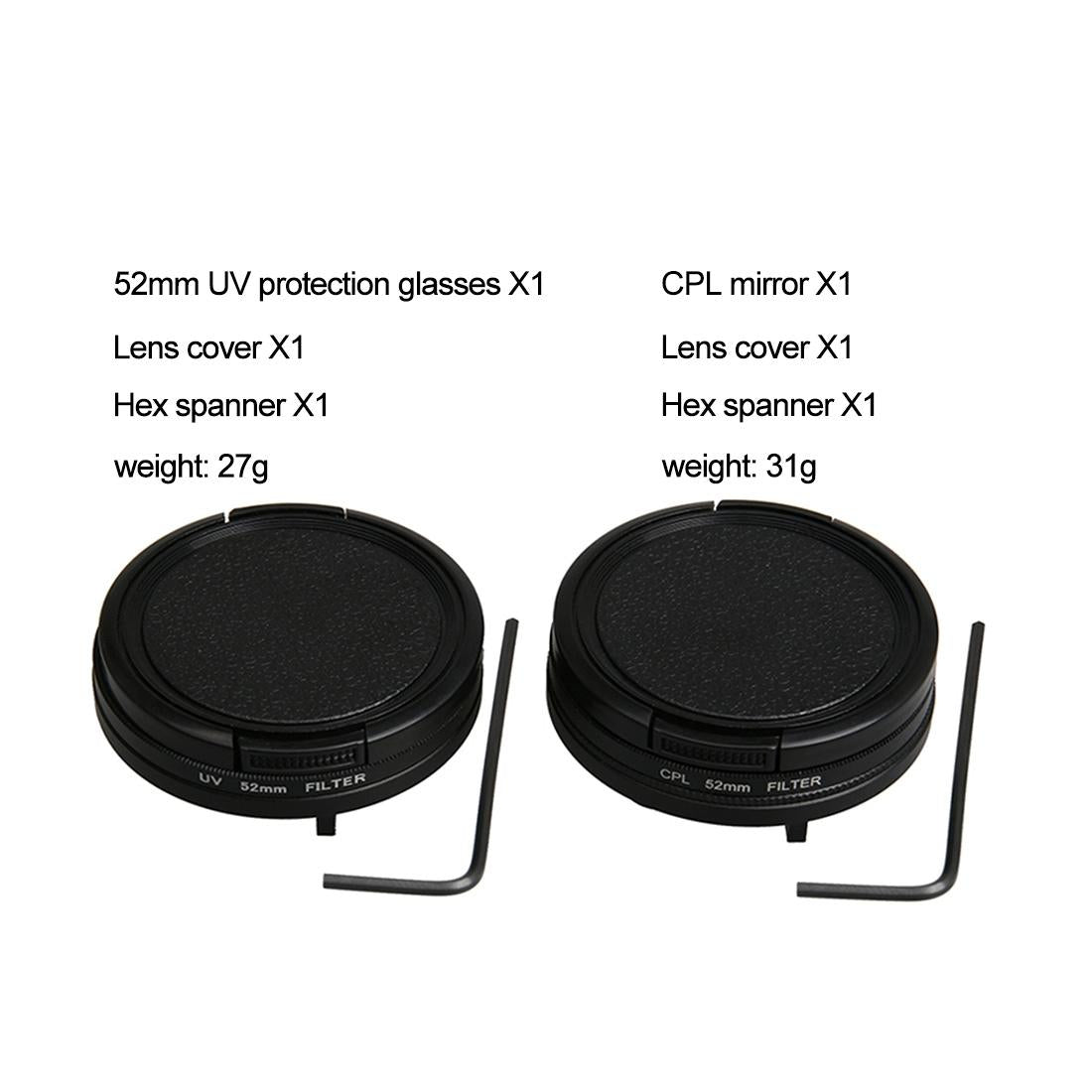 Professional 52mm Lens Filter Set for Gopro Hero5 with Protective Caps and Hex Spanner