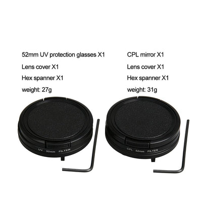 Professional 52mm Lens Filter Set for Gopro Hero5 with Protective Caps and Hex Spanner