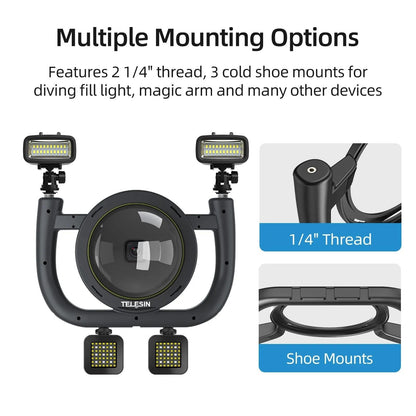 Waterproof Handheld Stabilizer Housing with Cold Shoe and 1 / 4 Thread - 30m