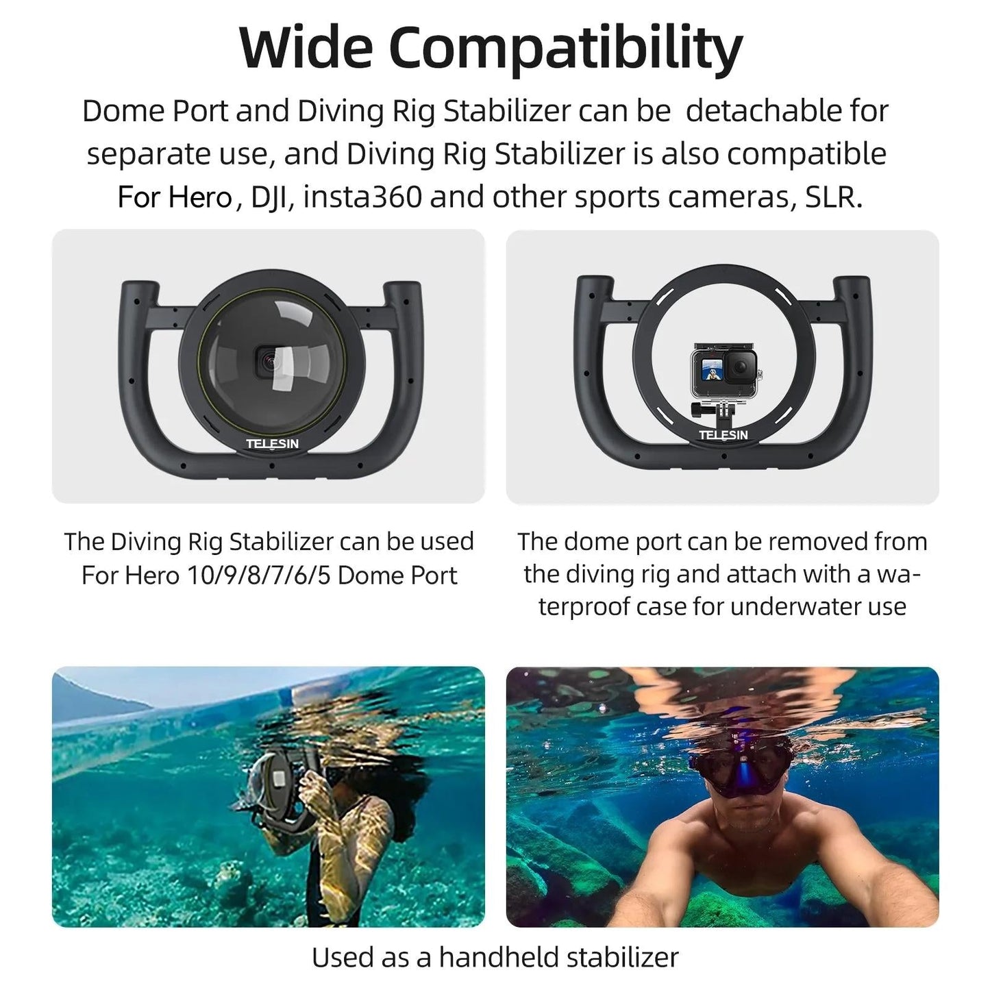 Waterproof Handheld Stabilizer Housing with Cold Shoe and 1 / 4 Thread - 30m