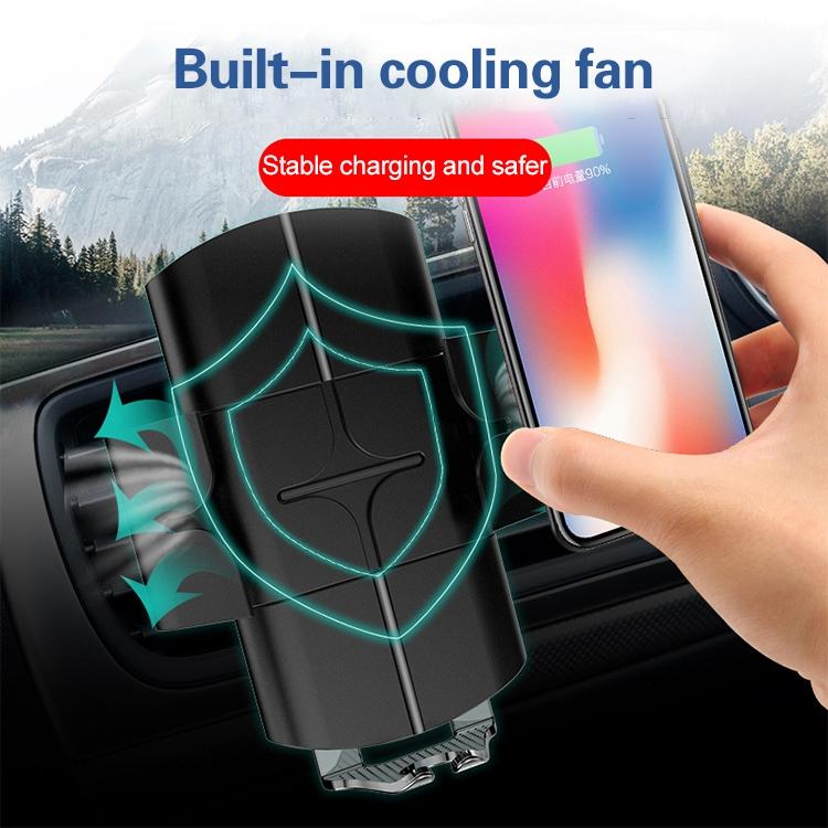 Wireless 10w Fast Charge Car Phone Holder with Voice Broadcast - Automatic
