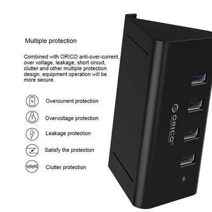 Desktop Usb 3.0 Hub With Phone / Tablet Holder & Led Indicator
