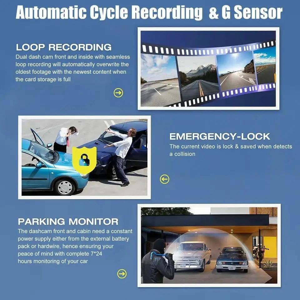 1080p 3-record Driving Recorder with 2 Screen