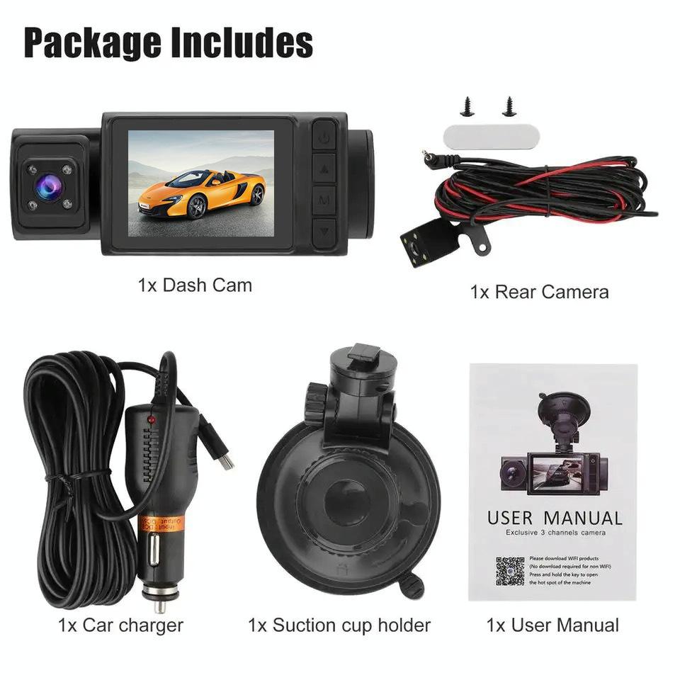 1080p 3-record Driving Recorder with 2 Screen