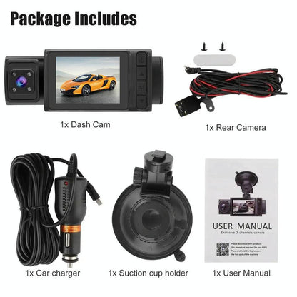 1080p 3-record Driving Recorder with 2 Screen